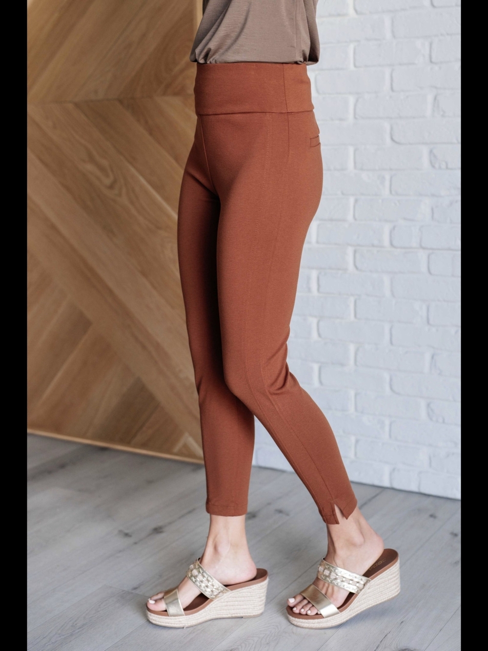 New Dear Scarlett Rust Magic High Waist Skinny Pants Size XL - Picture 2 of 15
